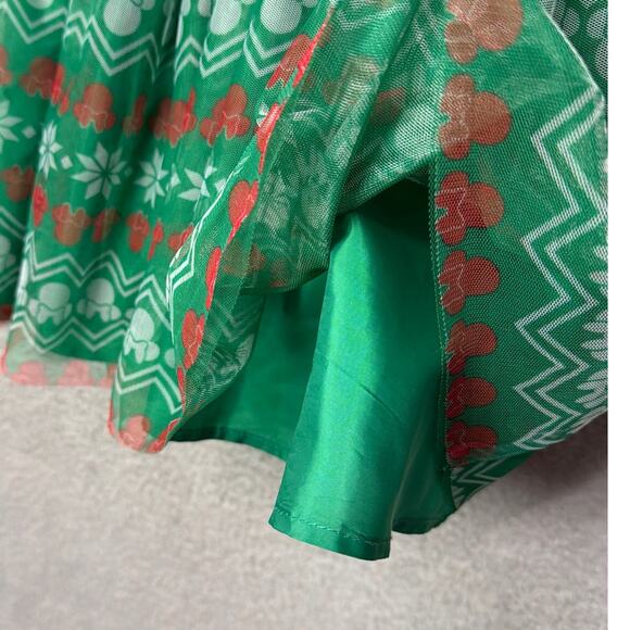 Disney Mickey Mouse Tutu Dress Christmas Green Red Knitted Size 6-6X Disneyland - Picture 5 of 7